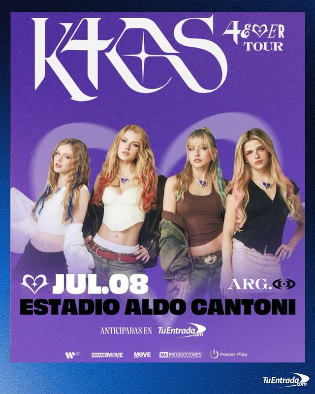 TuEntrada.com: K4OS llega con su tour a San Juan ⚡️
💥No te pierdas esta fecha ÚNICA💥
📆Miercoles 8 de Julio • 21hs
📍Estadio Aldo C