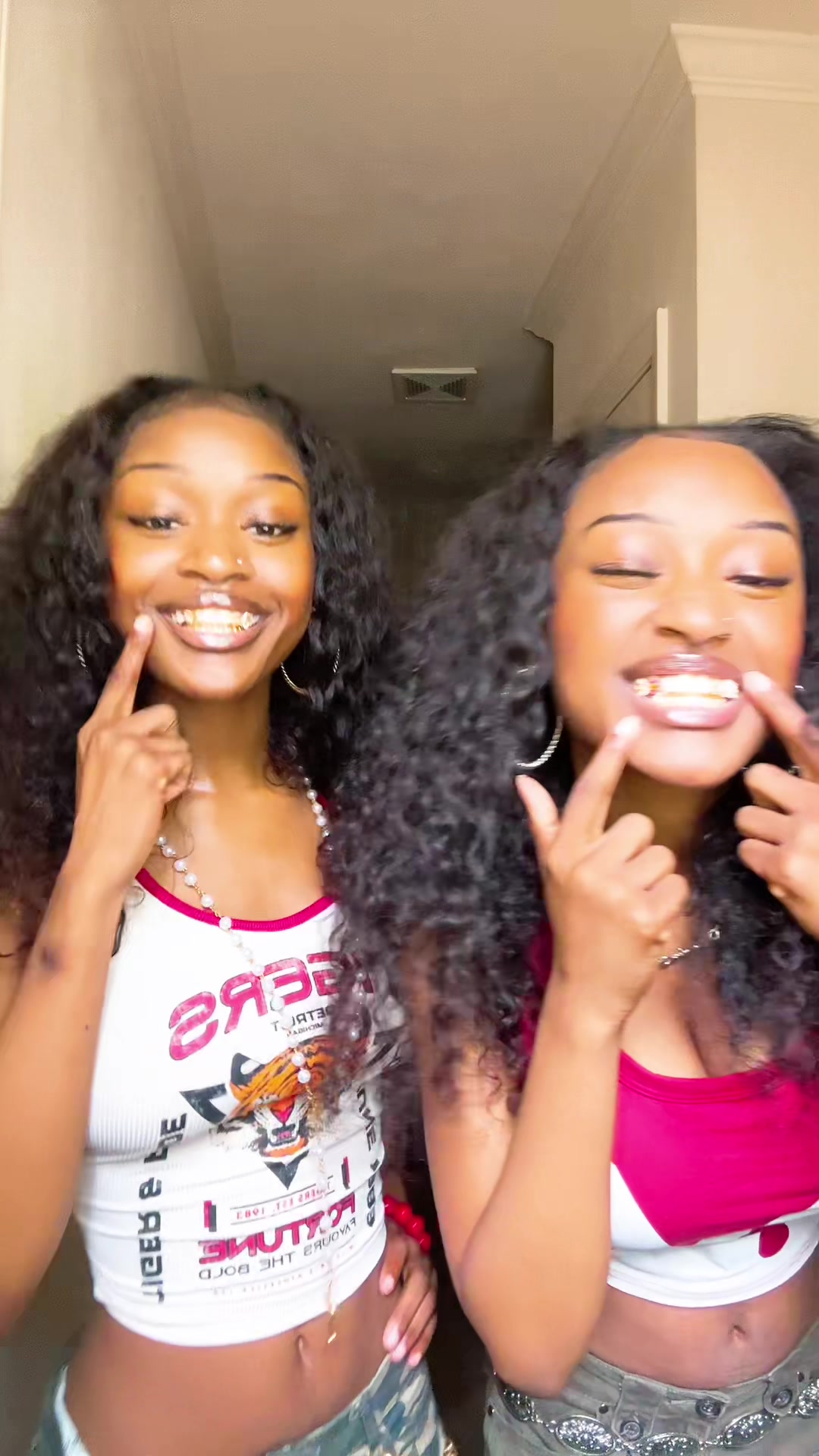Mia & Mya: With our grills inn @theigtofficial innnnn😭more videos cominggg #twins #twin #grills #fyp #foryou #foryoupage #twinsist