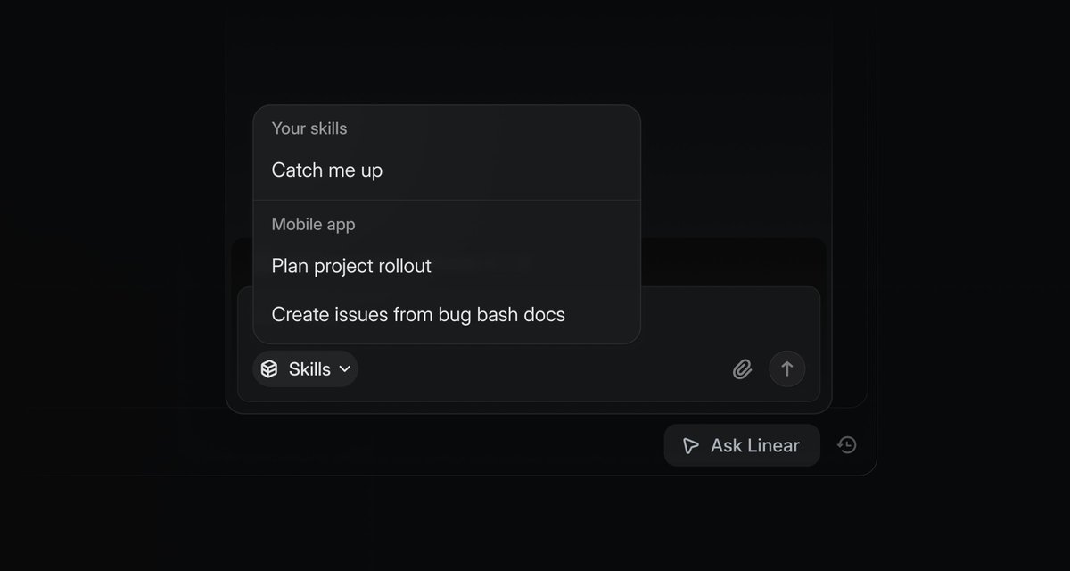 Linear: You can now turn your best personal skills into shared team workflows.
Ask Linear to share a skill with your team, and